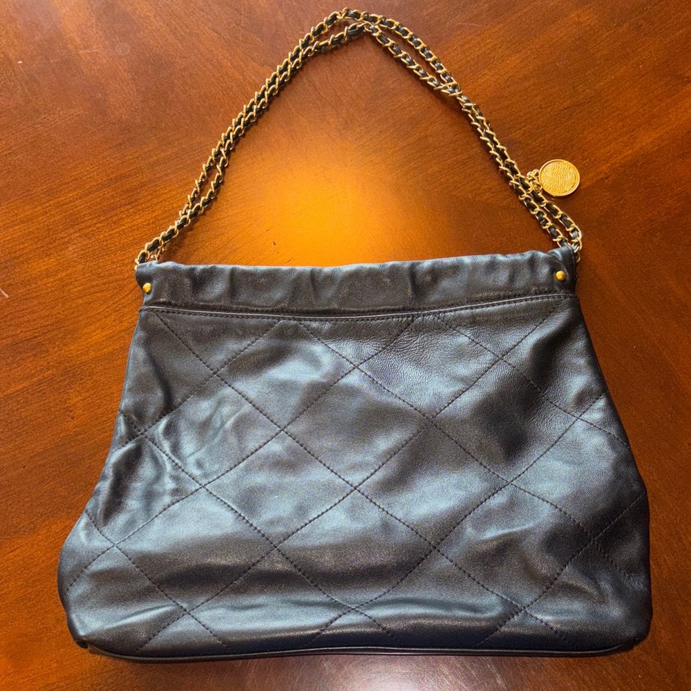 Black Quilted look Chain Shoulder Bag